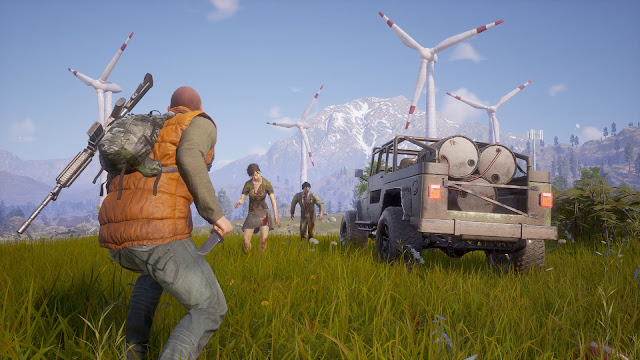 State of Decay 2 - Open field with wind turbines