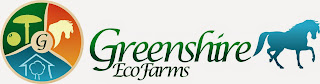 image Greenshire Eco Farms Logo Teal horse Pie chart equally divided teak house, green mushroom sunset horse