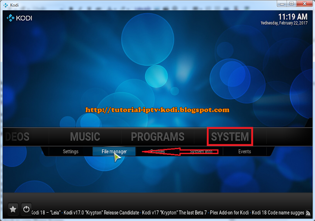 click SYSTEM to Install Fusion Repository for Kodi