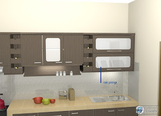 Kitchen Set Minimalis Desain Warna Corak Kayu Tua Bahan Multiplek HPL