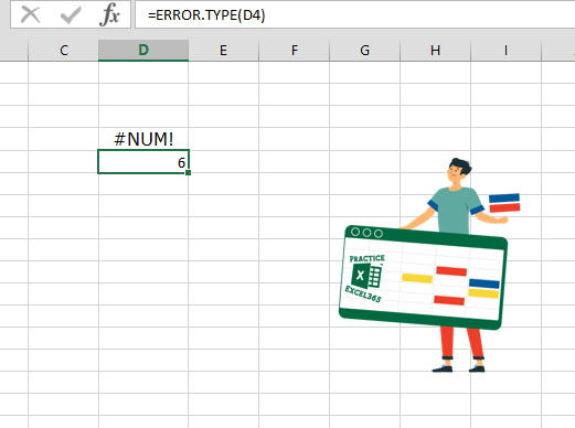 شرح صيغة الدالة ERROR.TYPE في برنامج مايكروسوفت Excel