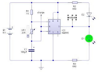 Rangkaian Astable IC 555 | Rangkaian Clock