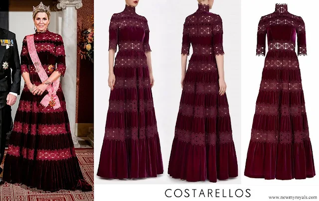 Queen Maxima wore Costarellos Lissie Silk Velvet Gown