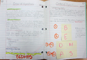 photo of Order of Operations math journal @ Runde's Room