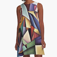 Cubist dress with the Cataclysm design
