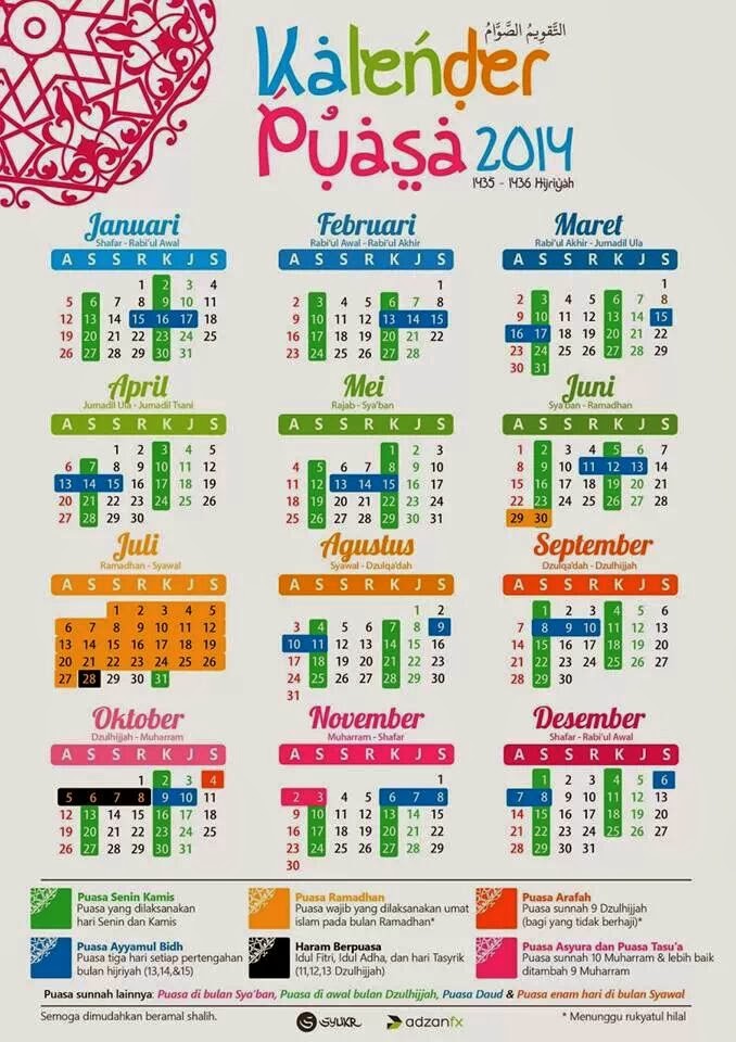 Jadual puasa sunat & wajib bagi tahun 2014 - Sumarz.Com