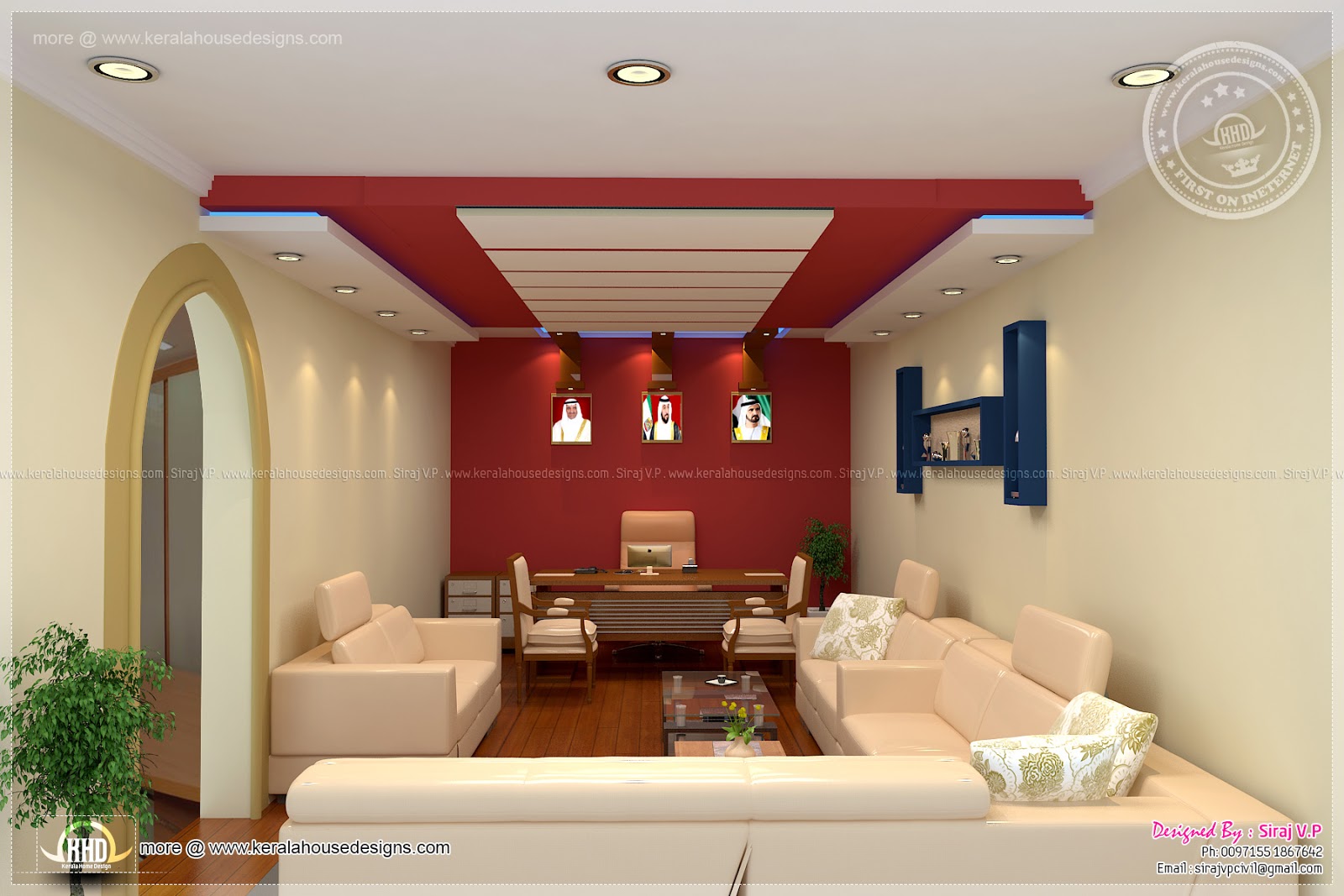  Home  office interior  design  by Siraj V P Home  Kerala Plans