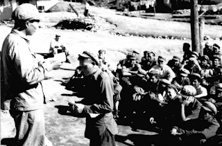 American prisoners of war in a Chinese POW camp in North Korea