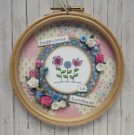 Sewing themed decorated wooden embroidery hoop