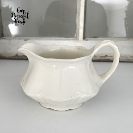 white ironstone creamer Homer Laughlin