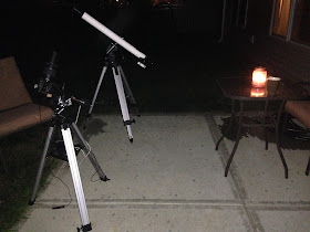 back patio observing with telescope