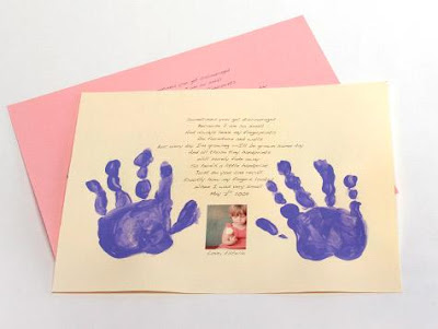 You can write a poem in the middle of a paper then print your hands on the edge to make a unique craft for parents day.