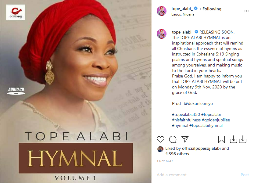 Tope Alabi To Release New Song