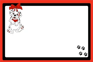 101 Dalmatians in Red and Black, Free Printable Invitations, Labels or Cards.