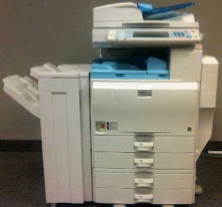 Ricoh MP 4000 multifunction printer with finisher attached