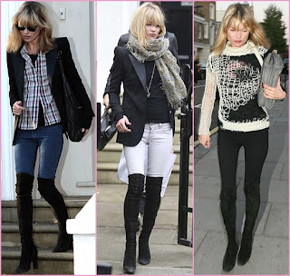 kate moss wear skinny jeans and knees boots