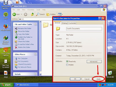 Learn how to unhide files and folders in windowsXP step9