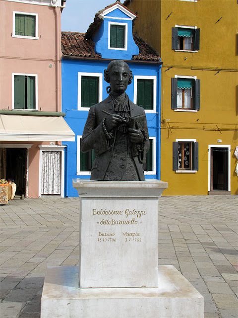 Monument to Baldassarre Galuppi by Remigio Barbaro, Piazza Galuppi, Burano, Venetian Lagoon