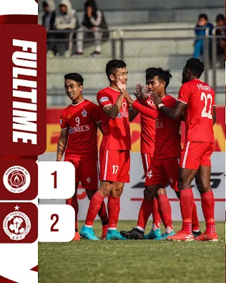 Aizawl FC claimed their first away win of the season with a 2-1 victory over bottom-placed side Sudeva Delhi FC in the I-League here on Monday.
