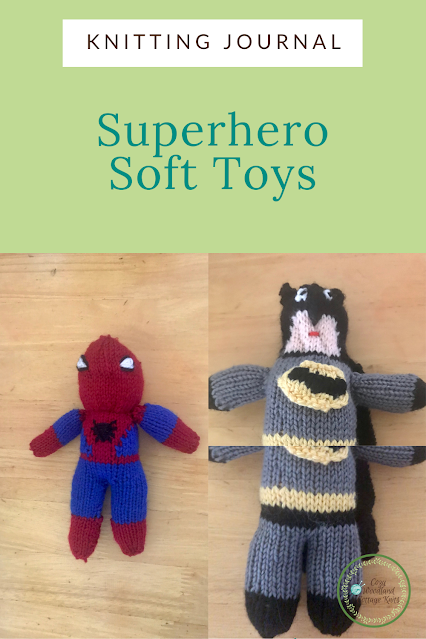 picture of knitting project of knitted superheros