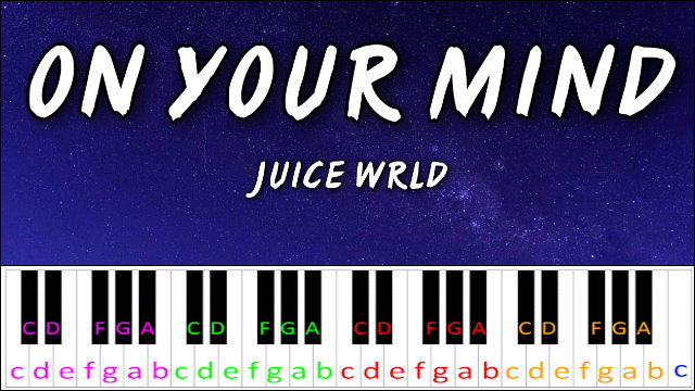 On Your Mind by Juice Wrld Piano / Keyboard Easy Letter Notes for Beginners