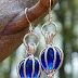 Recycled Vintage Cobalt 1960's Face Cream Jar Drop Earrings