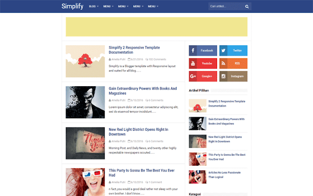 Premium Mod Simplify 2 Pro Blogger Template Premium Free Download