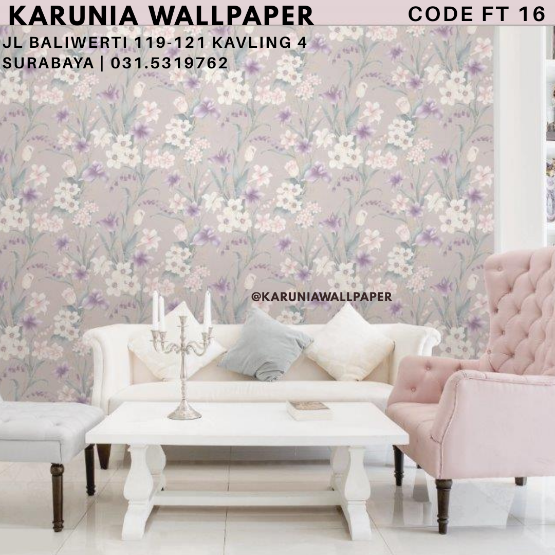 jual wallpaper dinding bunga pink