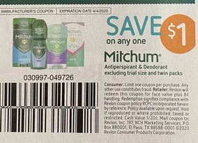 $1.00/1 Mitchum Deodorant Coupon from "Smart source" insert week of 3/8/20