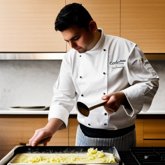 A photo of a creamy and delicious carbonara dish, with bits of cured pork and a sprinkle of parsley on top.