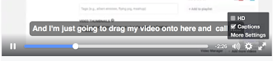 video playbar with Captions selected