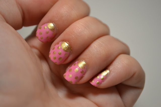 Golden Polkadot Half Moon Nail Art by Elins Nails