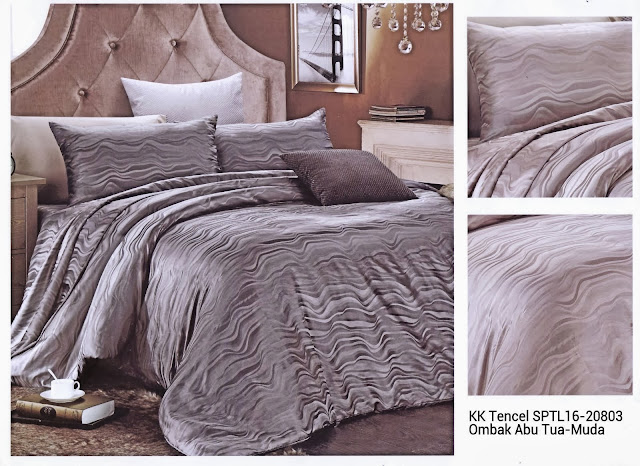 Sprei King Koil Tencel Motif Ombak Abu Tua