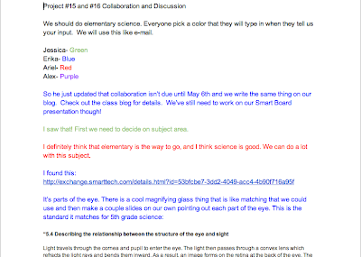 screenshot of my group's Google Doc collaboration