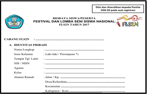 Contoh Formulir Pendaftaran FLS2N File Sekolah Kita File 