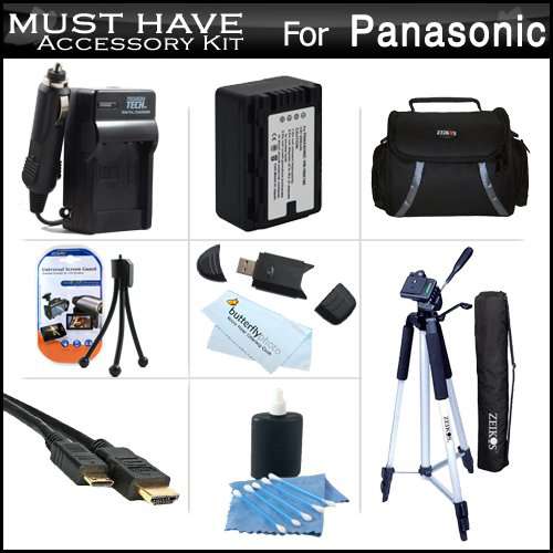 Must Have Accessory Kit For Panasonic HC-V700, HC-V700M, HC-V500, HC-V500M, HC-V100, HC-V100M, HC-V10 Camcorder Includes Replacement (2000Mah) VW-VBK180 Battery + Ac/ Dc Charger + Deluxe Case + Tripod + Mini HDMI Cable + USB 2.0 SD Reader + Much More