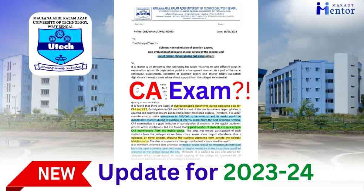 MAKAUT CA Exam New Update 2023-24! Notice for Colleges Regarding Assessment