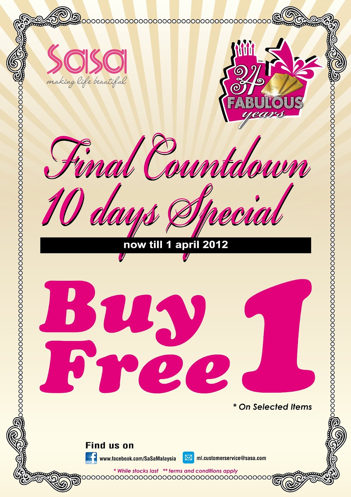 Love Freebies Malaysia: Promotions > Buy 1 Free 1 SaSa Malaysia