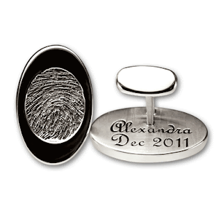 Sterling Silver Fingerprint Oval Cuff Links