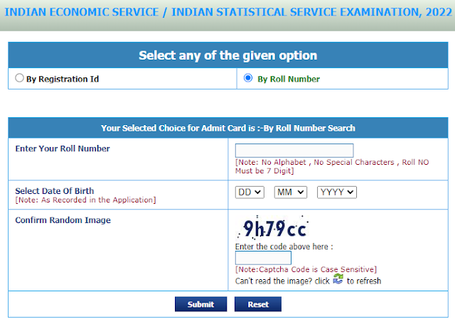 UPSC IES Admit Card 2022 direct link