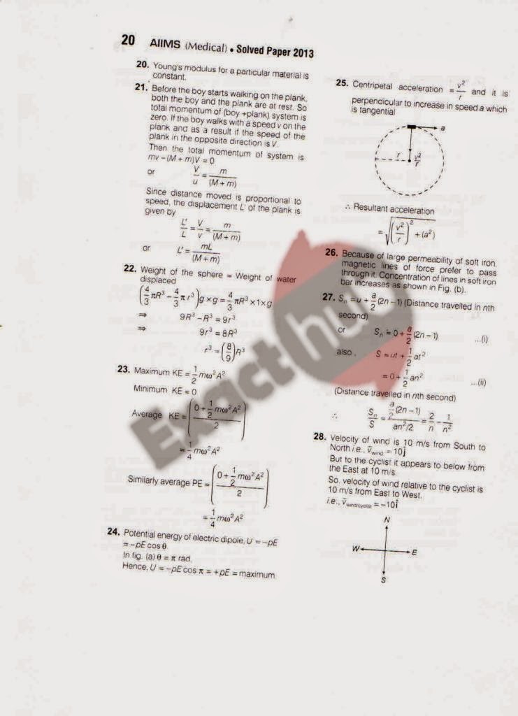 for sample paper upcpmt AIIMS Download   2013  Question  Solved Exacthub Papers