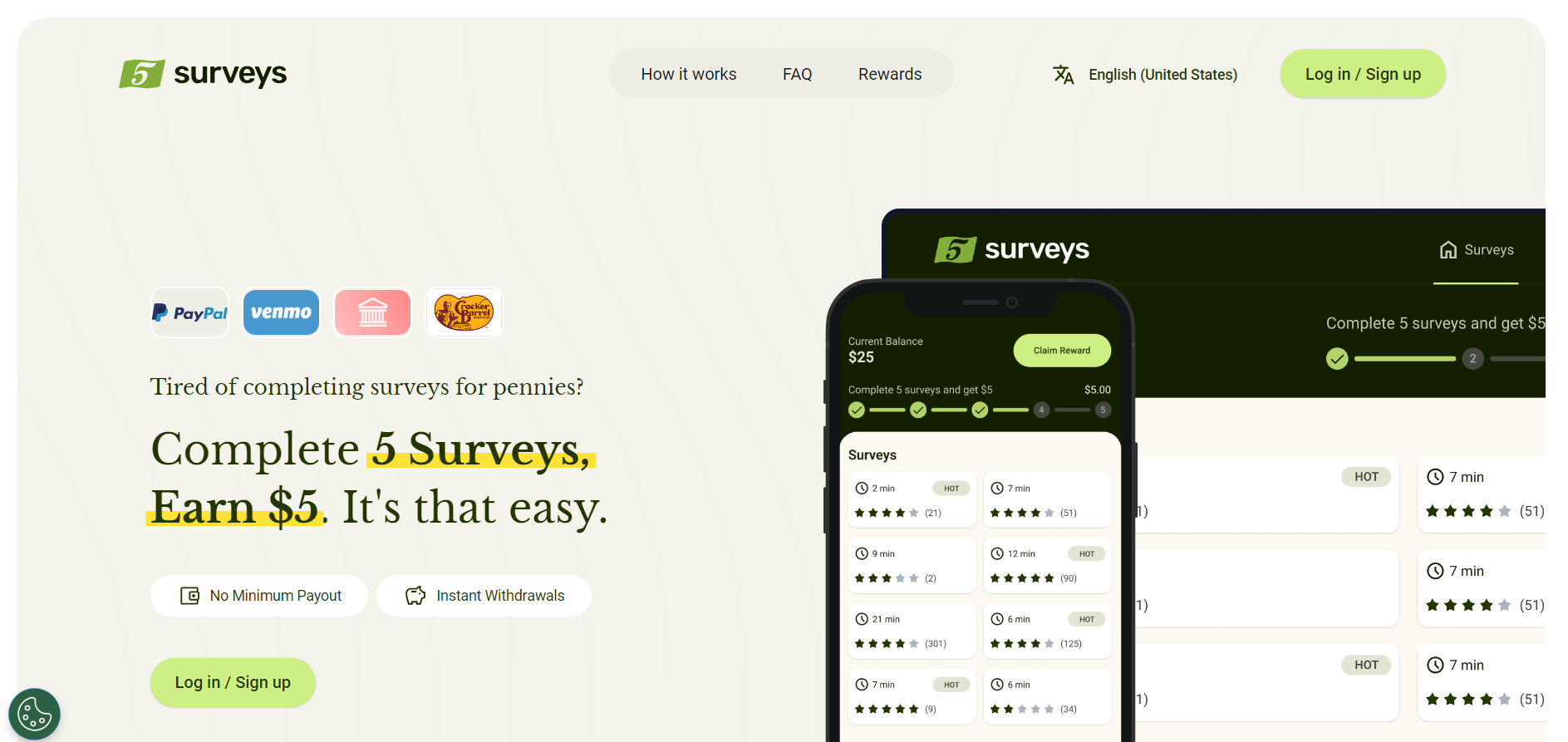 5 Surveys Homepage