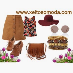 imagen look falda abotonada romantico