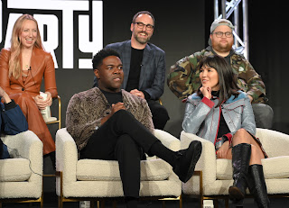 Anna Konkle, Sam Richardson, Anthony King, Executive Producer, Zoe Chao, and Paul Walter Hauser from “The Afterparty” Season 2 speaks at the Apple TV+ 2023 Winter TCA Tour at The Langham Huntington Pasadena.