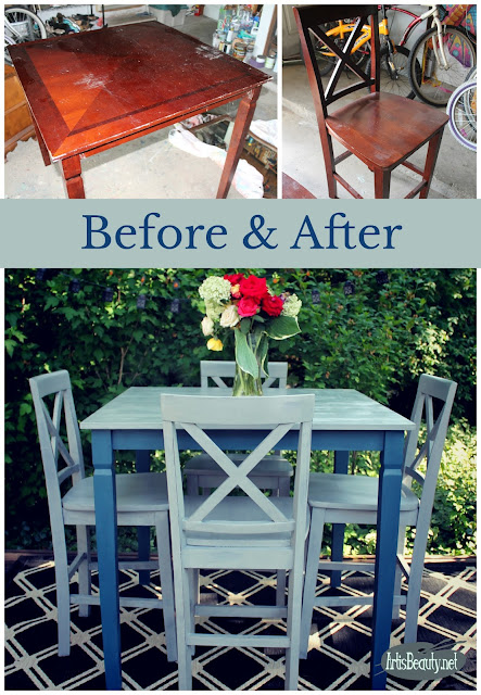 before and after eclectic bohemian rescued table and chairs painted makeover fixer upper farmhouse funky