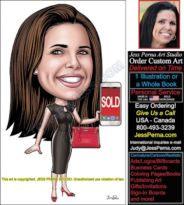 Real Estate Agent Sold Sign Caricature Ads