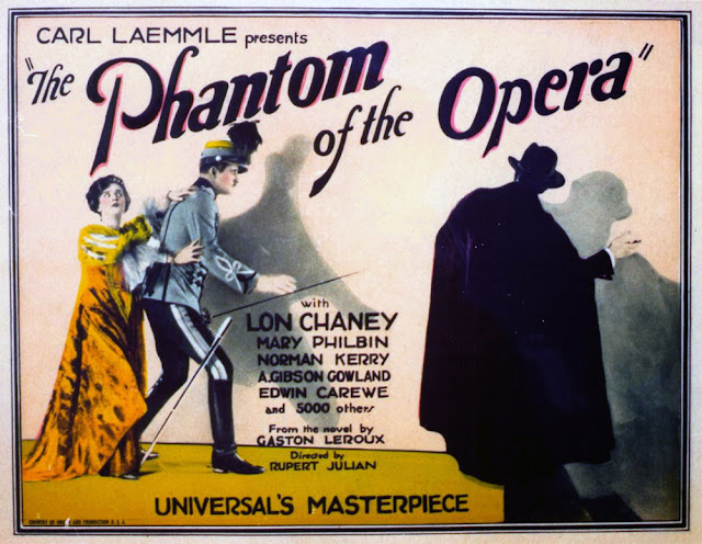 Lobby Card for Carl Laemmle's 1925 Silent Film Adaptation of Gaston Leroux's The Phantom of the Opera Starring Lon Chaney and Mary Philbin