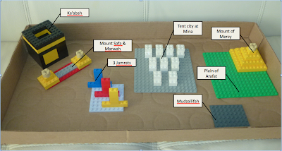  "Building" model houses from lego pieces is an creative ramadan project idea that kids can do.