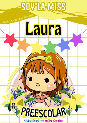 Letrero de Miss Laura de nivel Preescolar