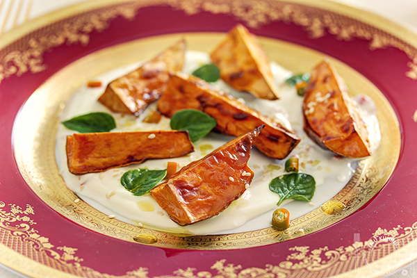 Roasted Sweet Potatoes with Chile Yogurt and Mint